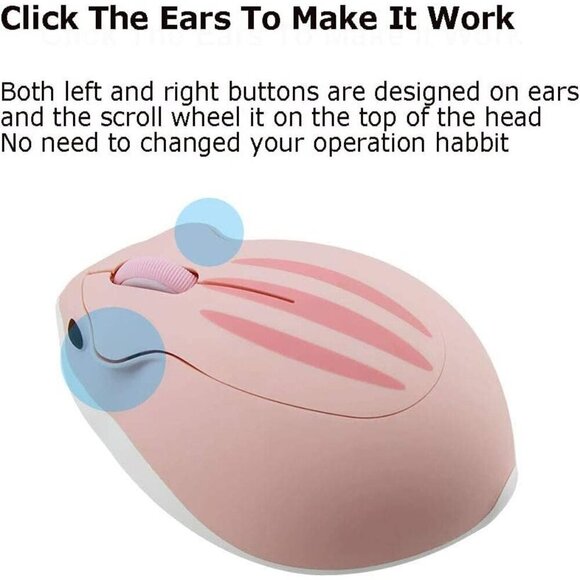 ✨Mouse Pink Wireless Cute Hamster Shape Less Portable Mobile Optical Laptop - Picture 6 of 8